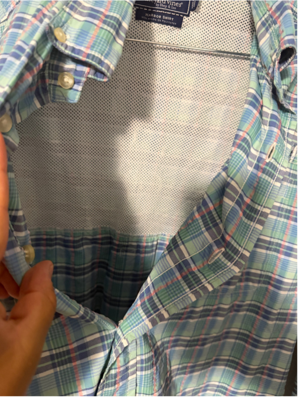 Vineyard Vines Harbor Shirt Men's L Plaid Performance Fishing Long Sleeve Blue - Picture 6 of 6